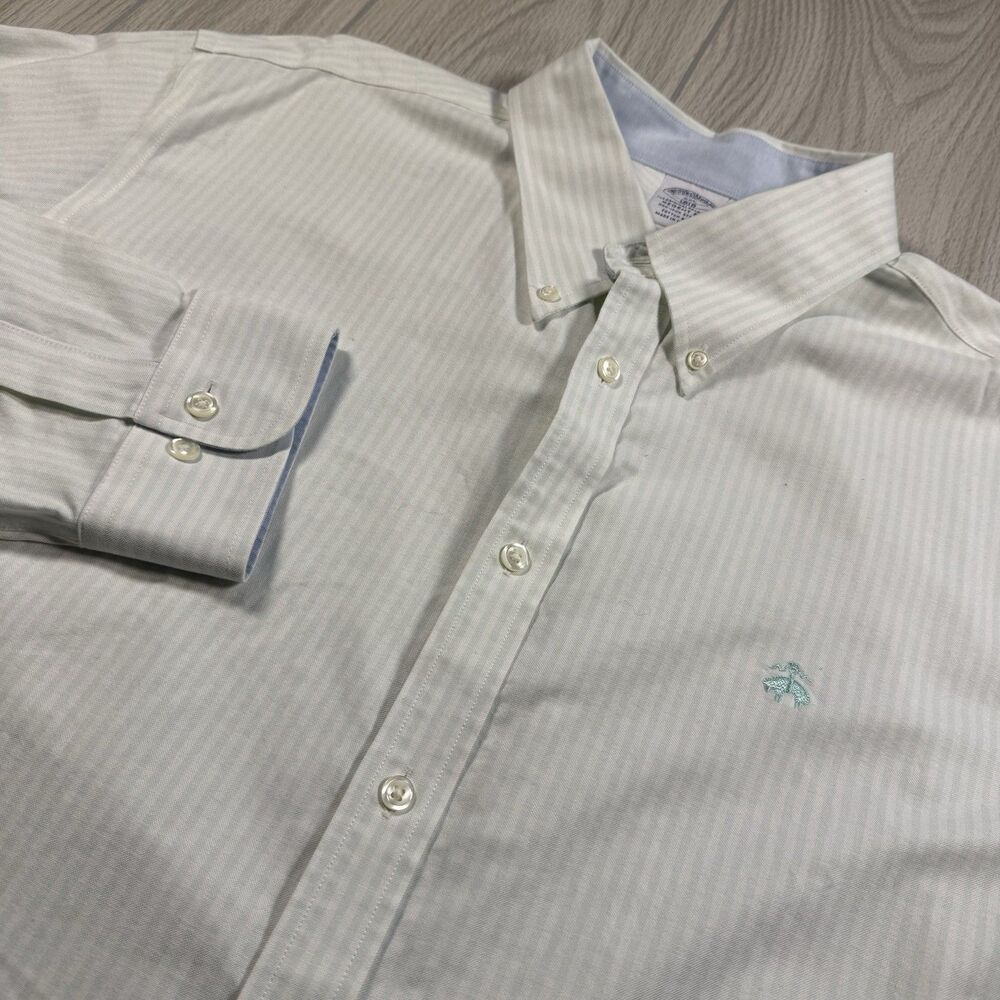 Brooks Bros Original Polo Button Down Shirt Mens XXL Green White Stripe Logo NEW